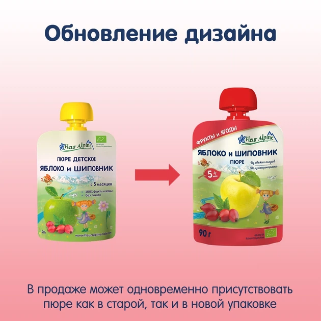 Фруктовое органическое пюре Fleur Alpine Яблоко и Шиповник 90 г (5024688001055) - изображение 9