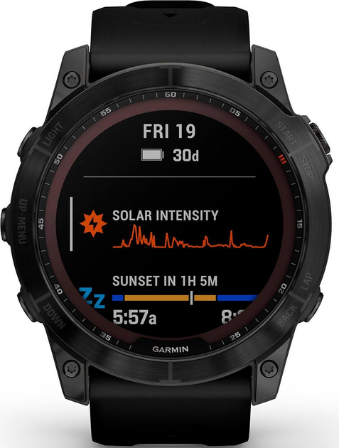 Спортивний годинник Garmin Fenix 7X Sapphire Solar Carbon Gray DLC Titanium with Black Band (010-02541-11) - зображення 2