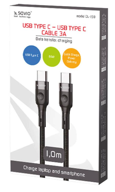 Savio CL-150 Kabel USB Type C do USB Type C (SAVKABELCL-150) - obraz 2