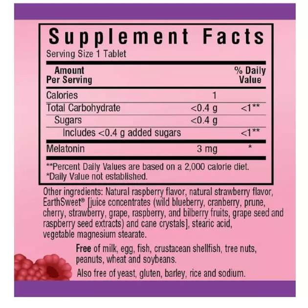 Bluebonnet Nutrition, Мелатонін, 3 мг, EarthSweet, малиновий смак, 60 жувальних таблеток (BLB-00993) - зображення 2