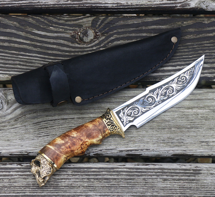 Охотничий нож Кабан бронза ручной работы Гранд Презент Н021 - изображение 1