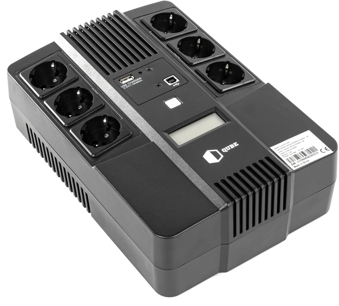 ИБП QUBE AIO 850 850VA/480W LCD 6 x Schuko RJ-45 USB (QBAIO850) - изображение 1