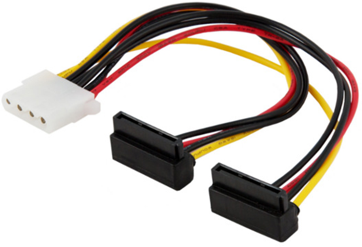 Kabel zasilający Savio Molex F 4 pin - 2x SATA 15 pin F katowy (SAVZZAK-12 EOL) - obraz 1