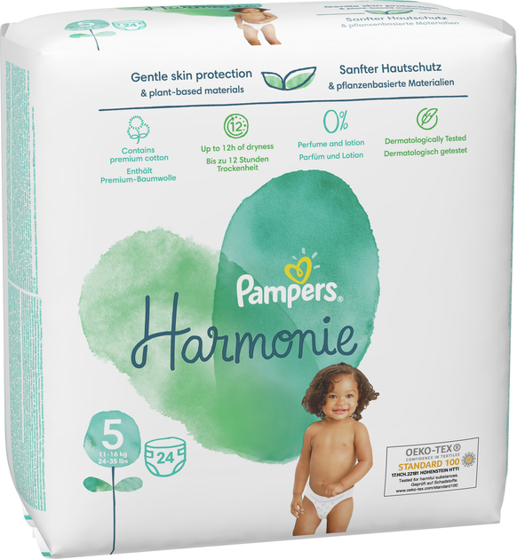Pieluchy Pampers Harmonie Rozmiar 5 (11-16 kg) 24 szt. (8006540156674) - obraz 3