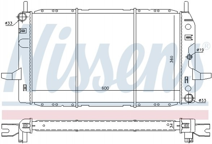 Радіатор охолодження FORD SIERRA (87-) 2.0 (вир-во Nissens) Nissens (62224) - зображення 1