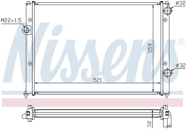 Радіатор охолодження VW PASSAT B4 (93-) (вир-во Nissens) Nissens (652511) - зображення 1