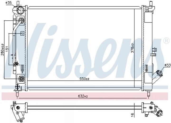 Радіатор охолодження HYUNDAI ELANTRA (MD/UD) (10-) 1.6 (вир-во Nissens) Nissens (606476) - зображення 1