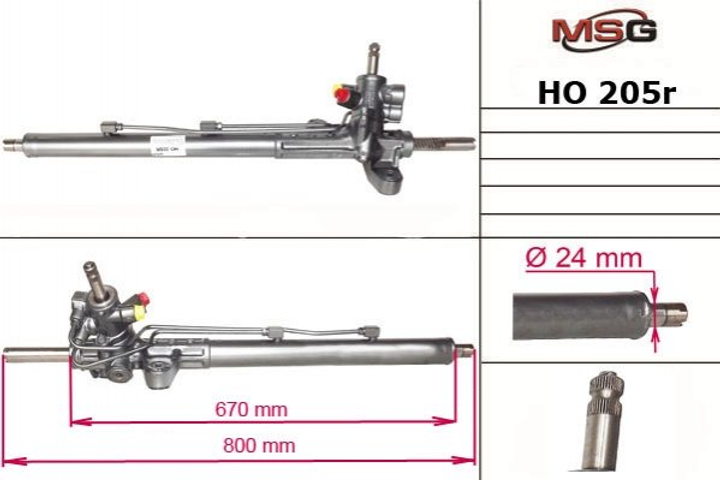 Рульова рейка з ГПК ACURA TSX (CL_) 03-08;HONDA ACCORD VII (CL) 03-,ACCORD VII TOURER (CM) 03- MSG (HO205R) - зображення 1