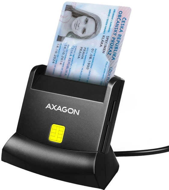 Skaner Axagon do kart smart-ID / bankowych / SIM + SD, microSD USB 2.0 (CRE-SM2) - obraz 1