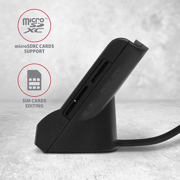 Skaner Axagon do kart smart-ID / bankowych / SIM + SD, microSD USB 2.0 (CRE-SM2) - obraz 4