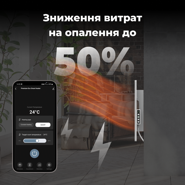 Конвектор AENO Premium Eco Smart GH3S LED White (AGH0003S) - изображение 9