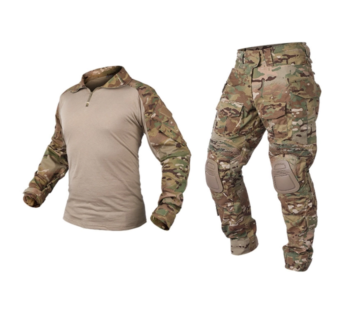 Комплект тактичний демісезонний IdoGear G3 штани ACP + сорочка UBACS + наколінники + налокітники розмір S Мультикам - зображення 1