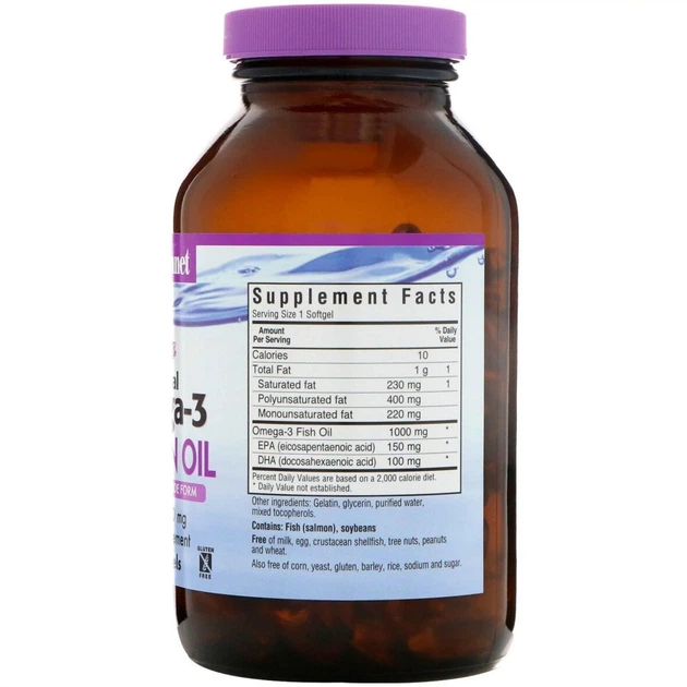 Натуральная Омега-3 из лососевого жира, Bluebonnet Nutrition, 90 желатиновых капсул (BLB-00952) - изображение 2