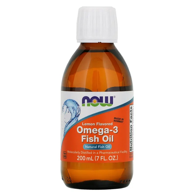 Рыбий жир жидкий, Omega-3 Fish Oil, Now Foods, лимон, 200 мл., (NOW ...