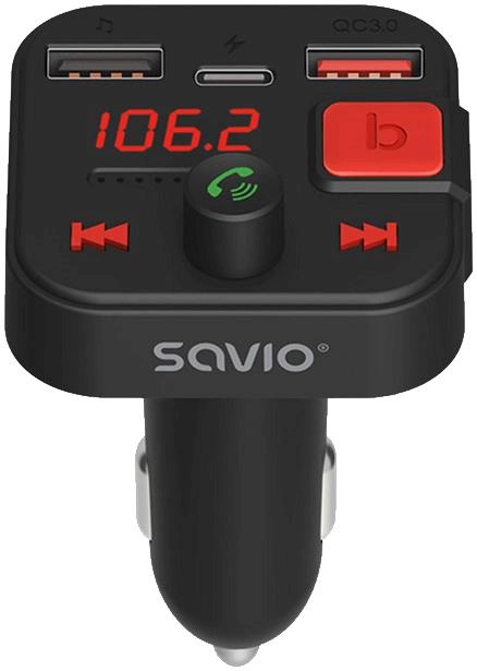 FM-transmiter Savio TR-15 z Bluetooth i ładowarką PD (5901986047889) - obraz 1