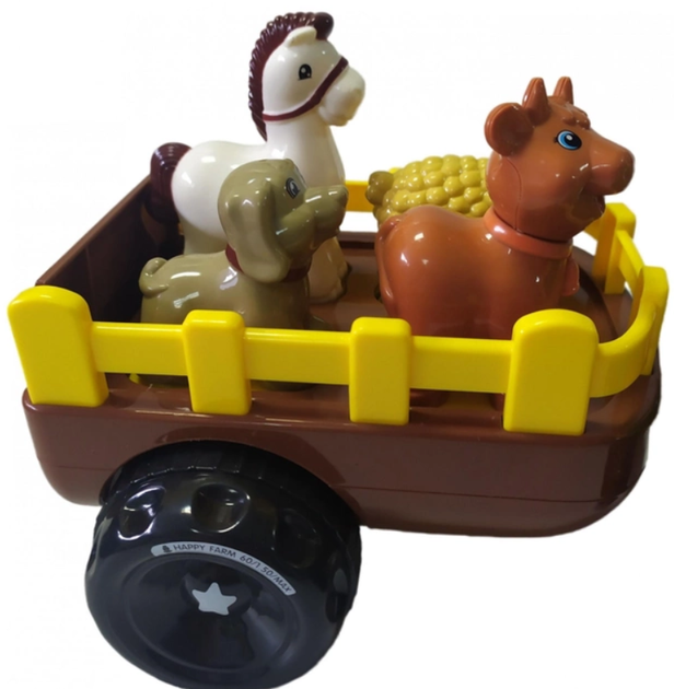 Трактор музыкальный Limo Toy с прицепом звуки подсветка 4 фигурки в комплекте Зеленый (M 5572 UA) - изображение 4