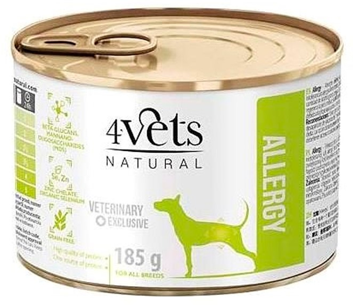 Mokra karma dla psów 4vets Natural - Allergy Lamb Dog 185 g (VET4VEKMP0001) - obraz 1