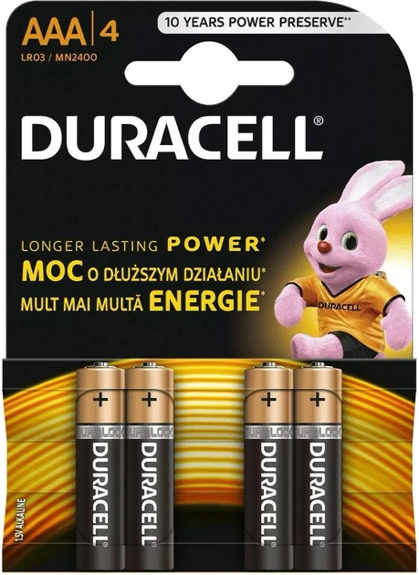 Лужні батарейки Duracell Basic AAA, LR03 4 шт. - зображення 1