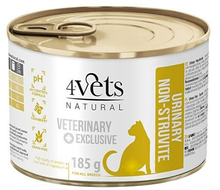 Mokra karma dla kotów 4vets Natural - Urinary No Struvit Cat 185 g (VET4VEKMK0003) - obraz 1