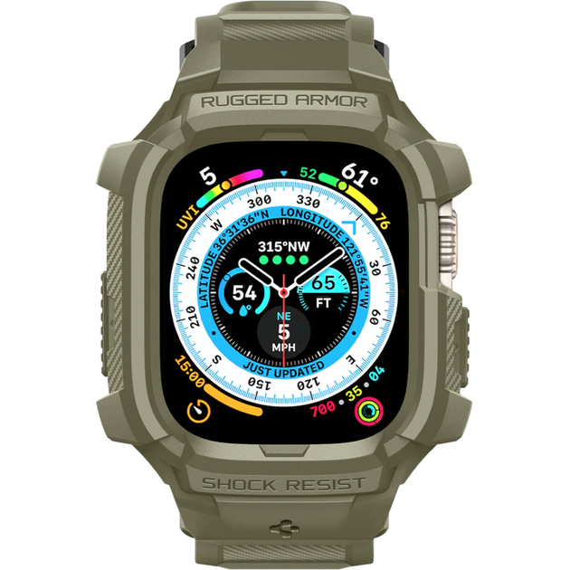 Чехол + ремешок для Apple Watch Spigen Rugged Case + Band for Watch 49 Ultra, Vintage Khaki (ACS05915) - Фото 2 Чехол + ремешок для Apple Watch Spigen Rugged Case + Band for Watch 49 Ultra, Vintage Khaki (ACS05915) - изображение 2
