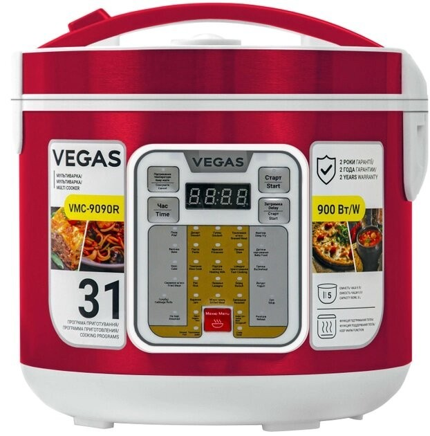 Мультиварка VEGAS VMC-9090 R 5 л 31 программы 900 Вт Красный/Белый - изображение 1