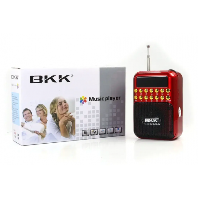 Радіоприймач акумуляторний BKK Радіоколонка з FM USB MicroSD Червоний - Фото 5 Радіоприймач акумуляторний BKK Радіоколонка з FM USB MicroSD Червоний - зображення 5