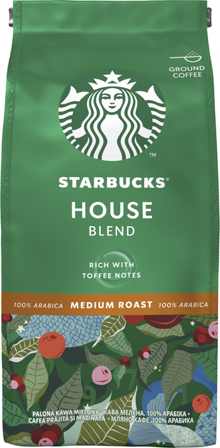 Акция на Кава Starbucks Хаус Бленд натуральна смажена мелена 200 г от Rozetka