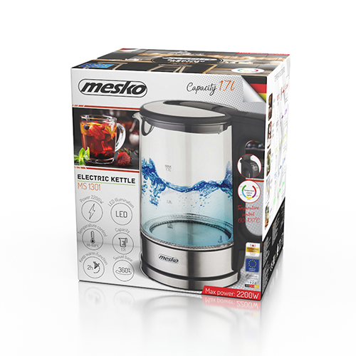 Чайник электрический Mesko MS 1301 1,7 л с контролем температуры black - Фото 7 Чайник электрический Mesko MS 1301 1,7 л с контролем температуры black - изображение 7