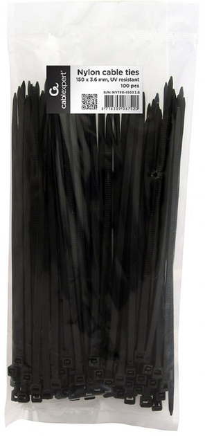 Opaska kablowa Cablexpert 150 x 3.6 mm 100 szt. czarna (NYTFR-150X3,6) - obraz 3