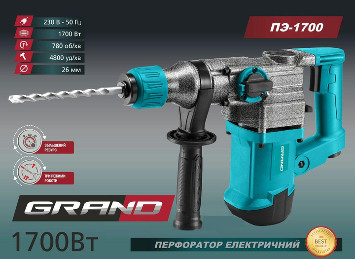 Перфоратор GRAND ПЕ-1700 - зображення 3