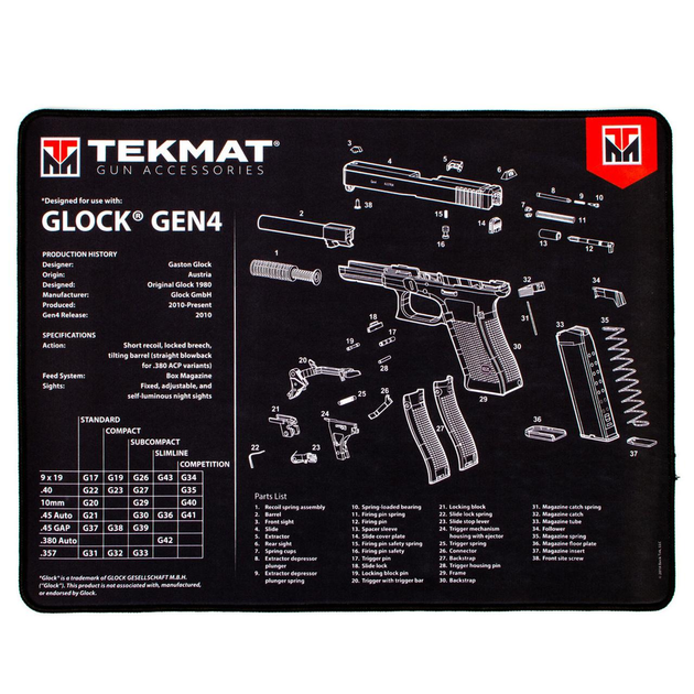 Килимок TekMat Ultra Premium для чищення зброї Glock Gen4 - изображение 1