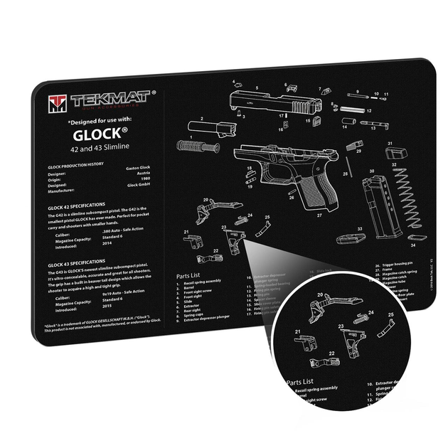 Килимок TekMat Ultra 20 для чищення пістолетів Glock 42-43 - изображение 2