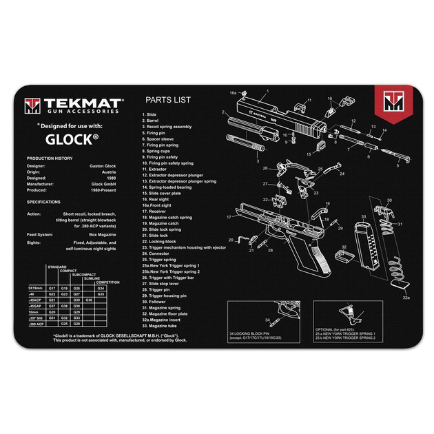 Килимок TekMat для чищення з кресленням Glock - зображення 1