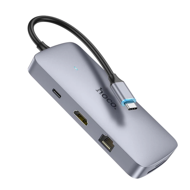 Мультиадаптер хаб Hoco HB32 8в1 Type-C to Type-C/ HDMI/ USB3.0/ 2 USB 2 ...