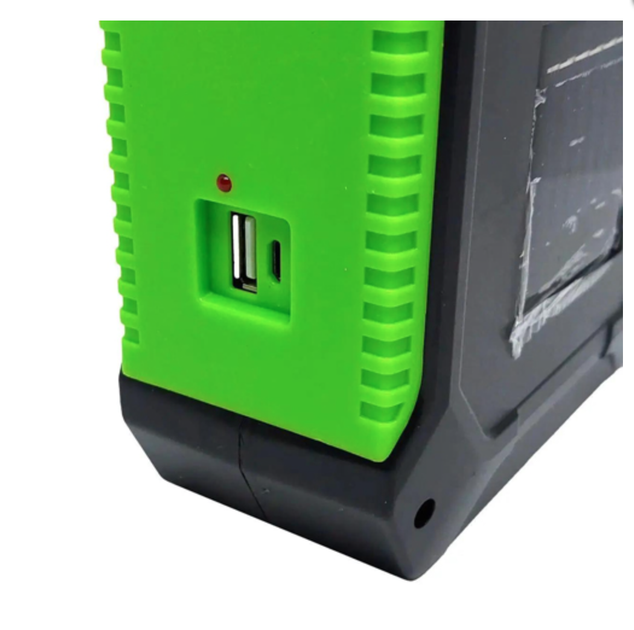 Акумуляторний ліхтар - лампа на сонячній батареї з функцією Power bank JY978B+2 бічних COB діода Чорно/Зелений - зображення 3