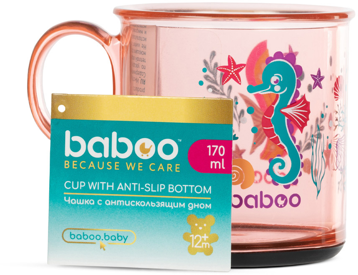 Чашка Baboo Sea Life з нековзким дном з 12 місяців 170 мл Рожева (8-140) - зображення 2