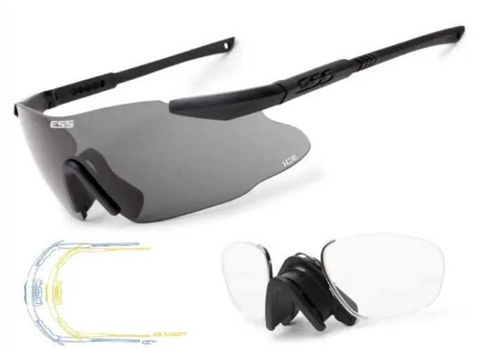 Баллистические очки ESS ICE NARO One Kit w/Smoke Gray Lens + Диоптрическая вставка VICE RX - изображение 1