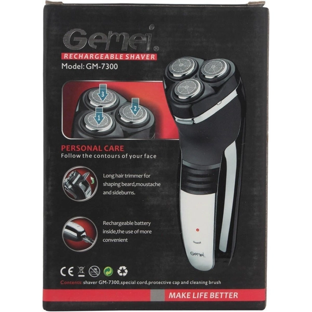 Электробритва Pro Gemei GM 7300 3 W - Фото 2 Электробритва Pro Gemei GM 7300 3 W - изображение 2