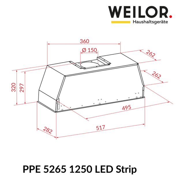 Вытяжка полновстраиваемая WEILOR PPE 5265 SS 1250 LED Strip - изображение 11