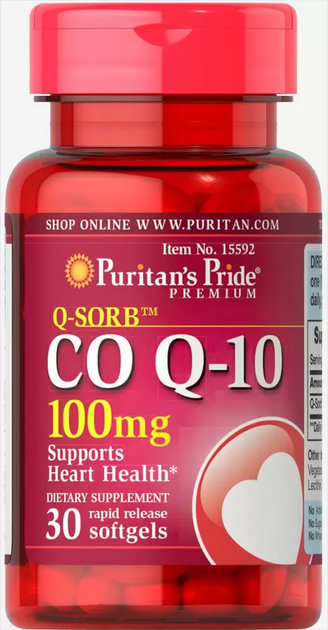 Коэнзим Q-10, Q-SORB™ Co Q-10, Puritan's Pride, 100 мг, 30 капсул быстрого высвобождения (PTP-00059) - Фото 1 Коэнзим Q-10, Q-SORB™ Co Q-10, Puritan's Pride, 100 мг, 30 капсул быстрого высвобождения (PTP-00059) - изображение 1