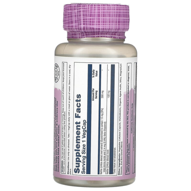 Екстракт кореня кропиви, Nettle Root, Solaray, 300 мг, 60 капсул (SOR-03752) - зображення 2