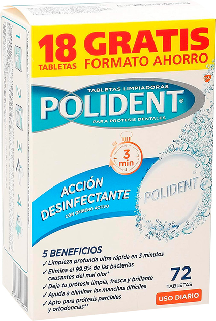 Таблетки Polident Cleaning Tablets для очищення зубних протезів 72 шт (8431890088229) - зображення 1