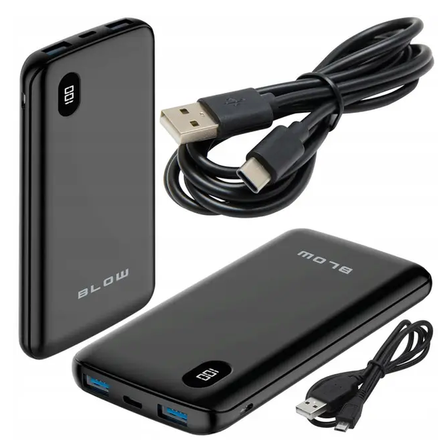 Повербанк Blow PB40A 20000mAh USB-C 2xUSB Чорний - Фото 2 Повербанк Blow PB40A 20000mAh USB-C 2xUSB Чорний - зображення 2