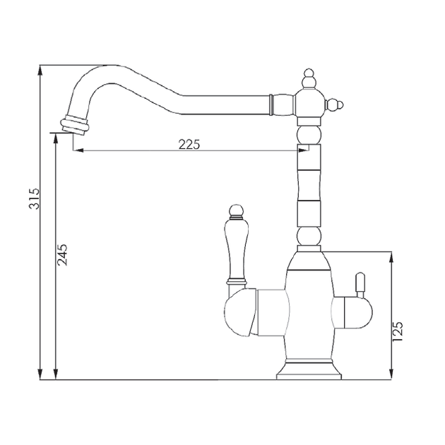 Кухонный смеситель Fabiano FKM 31.4 Inox Antique 8231.403.0328 - изображение 3
