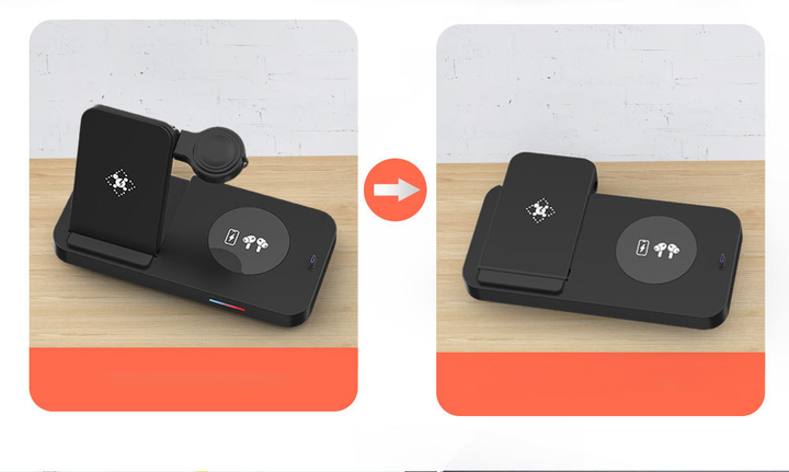 Бездротовий зарядний пристрій Vineedx B-19 Wireless Charger 4-in-1 15W - зображення 6
