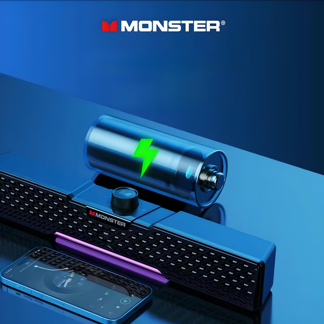 Портативная беспроводная колонка MONSTER GAME AIRMARS G02MK II, Bluetooth, с RGB подсветкой, 1200 mAh, black - Фото 7 Портативная беспроводная колонка MONSTER GAME AIRMARS G02MK II, Bluetooth, с RGB подсветкой, 1200 mAh, black - изображение 7
