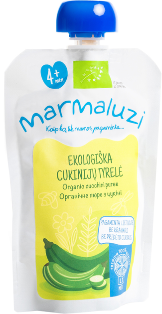 Упаковка органічного пюре Marmaluzi з Кабачка в паучі 90 г х 3 шт (4779031614512-1) - зображення 2