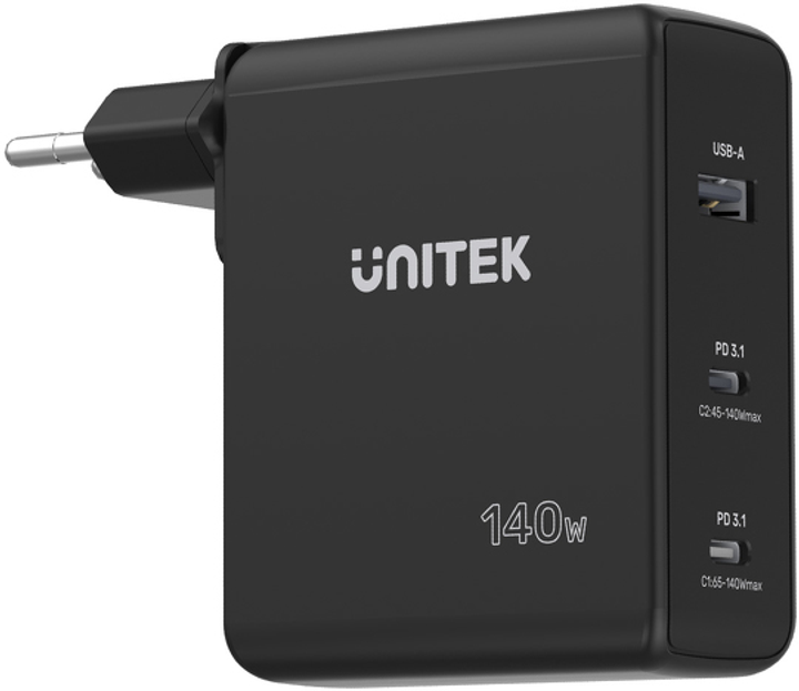 Зарядний пристрій Unitek GaN 3 порта 140 Вт (P1115A) - зображення 1