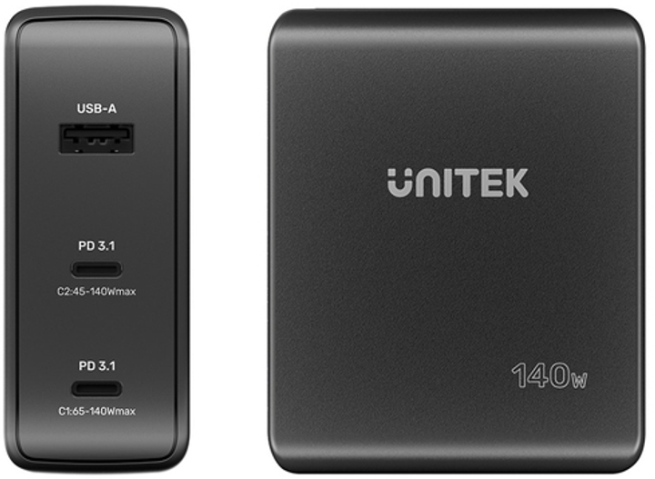 Ładowarka Unitek GaN 3-portowa 140W (4894160049001) - obraz 3