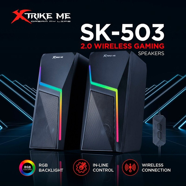 Комп'ютерна акустика колонка для ноутбука і ноутбука XTRIKE ME SK-503 wired Speaker |Bluetooth, 3Wx2, RGB| - зображення 5
